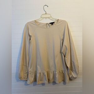 Banana Republic 100% Cotton Oatmeal Long Sleeve Blouse Size Medium Cottagecore